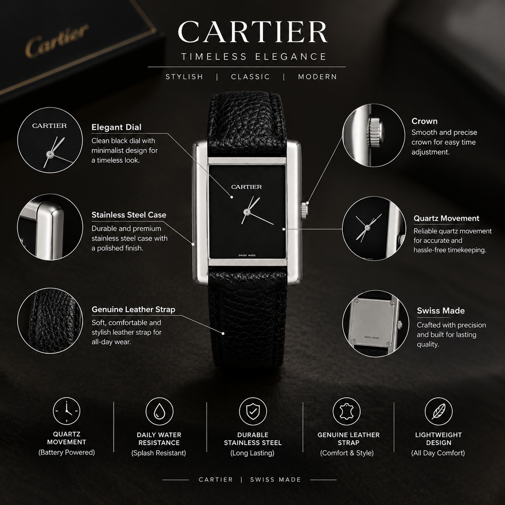 Black Cartier Luxury Watch – Elegant Timeless Design