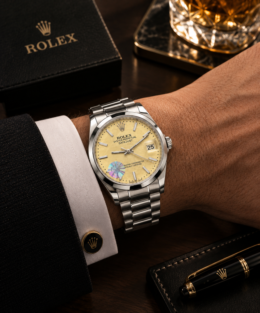 Rolex Datejust Luxury Watch – Champagne Dial, Silver Stainless Steel Bracelet & Classic Elegance