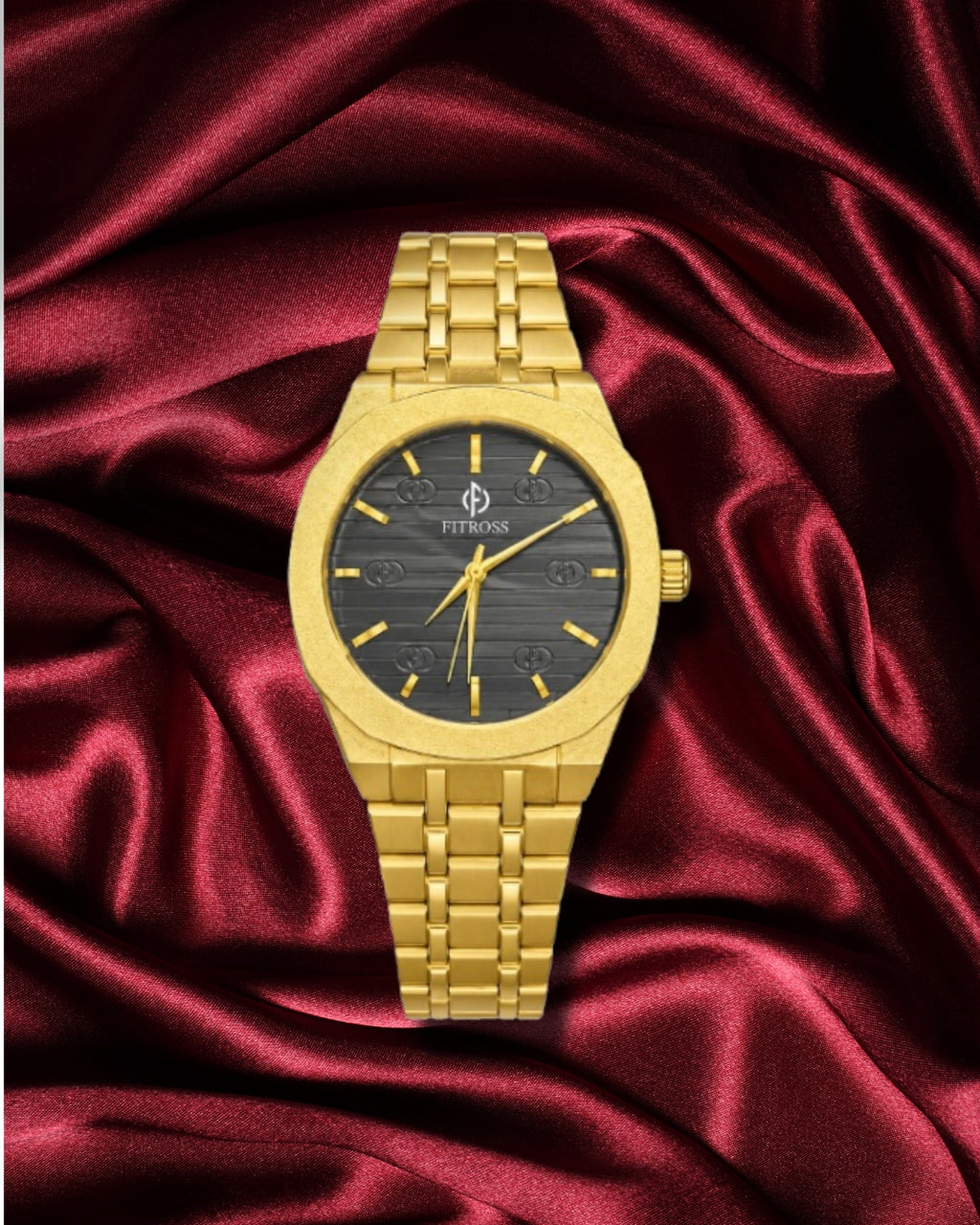 FITTROSS Golden Elegance – Luxury Black Dial Watch
