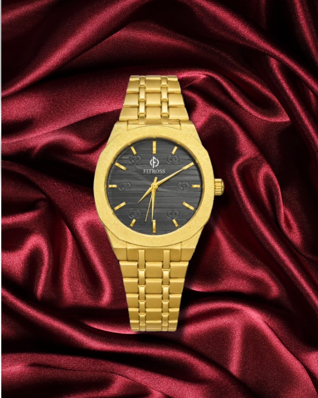 FITTROSS Golden Elegance – Luxury Black Dial Watch